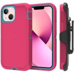 Premium Armor Heavy Duty Case with Clip for iPhone 12 / 12 Pro 6.1 (Hot Pink Blue)